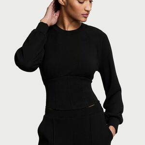 VSX Black Featherweight Knit Corset Crewneck
